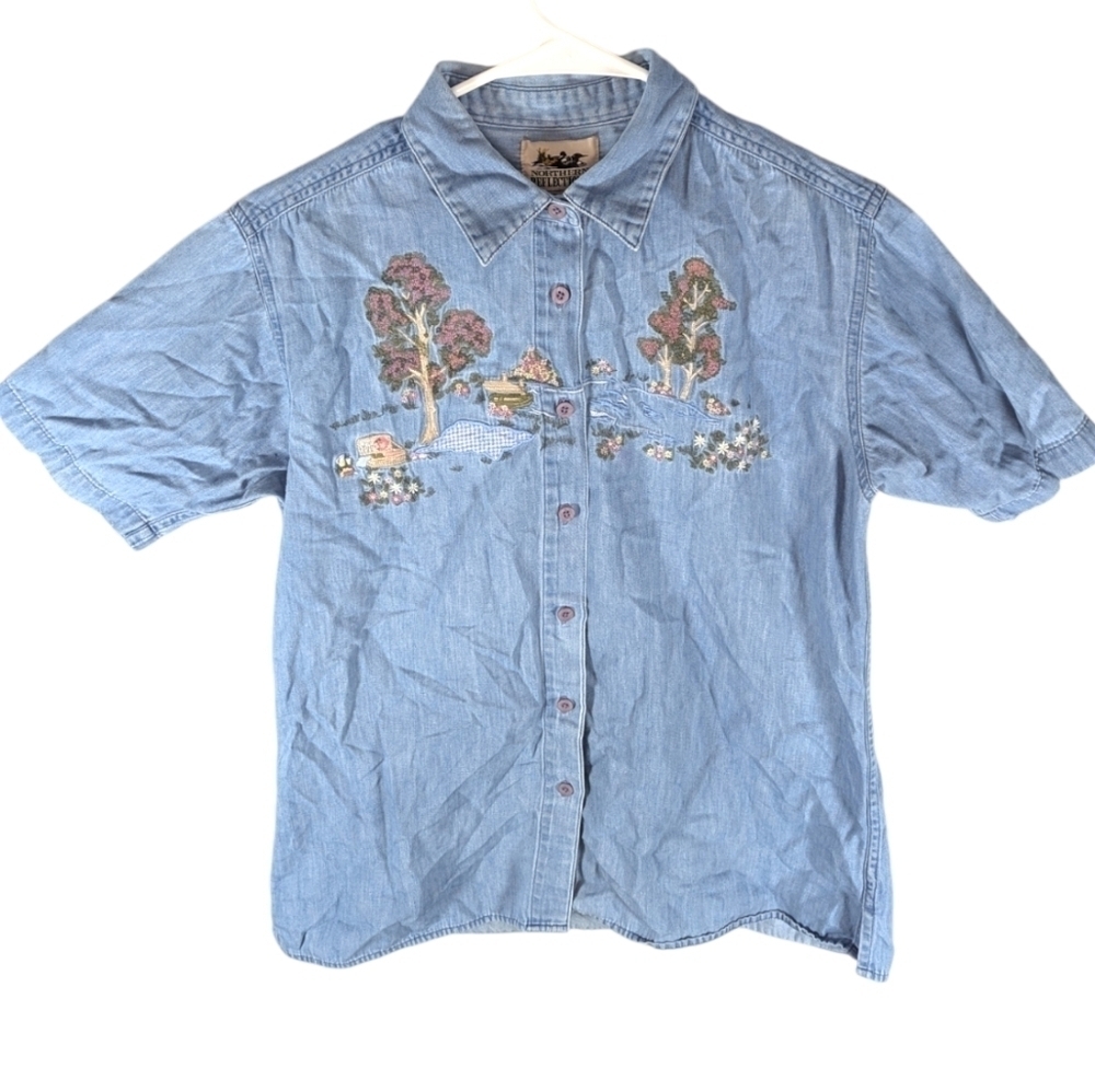 Vintage Northern Reflections cottage fairy grandma core button up shirt womans S
